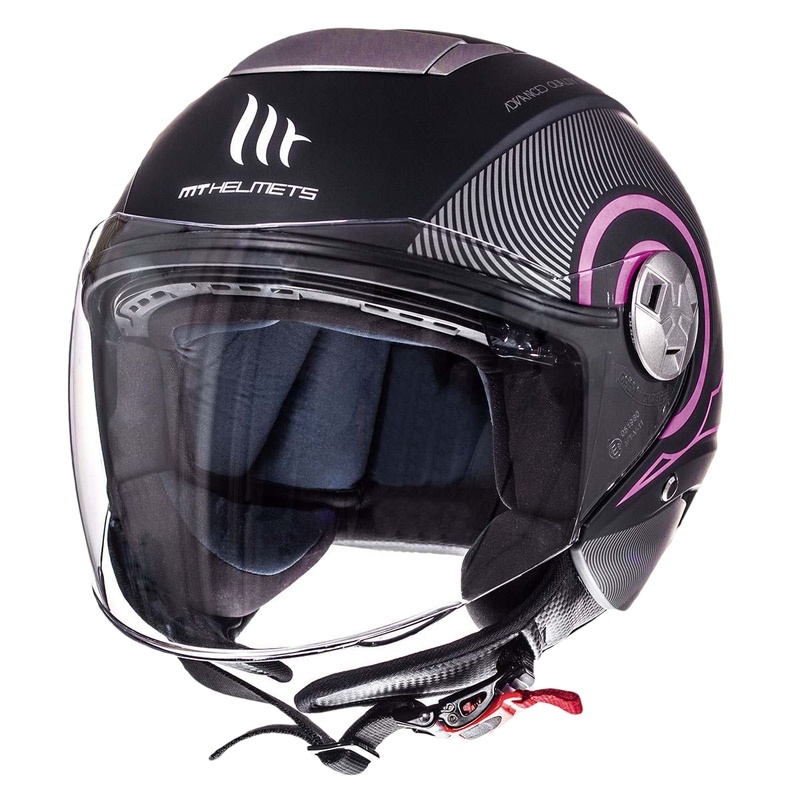 Otwarty kask motocyklowy MT City Eleven SV Tron czarny matowy-różowy wyprzedaż