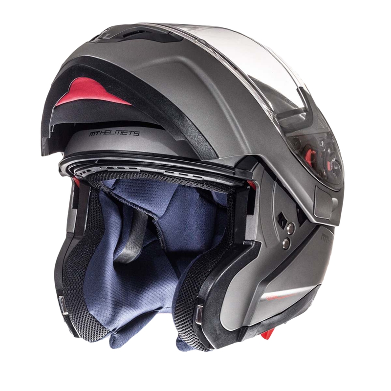 Szczękowy kask motocyklowy MT Atom tytanowy wyprzedaż