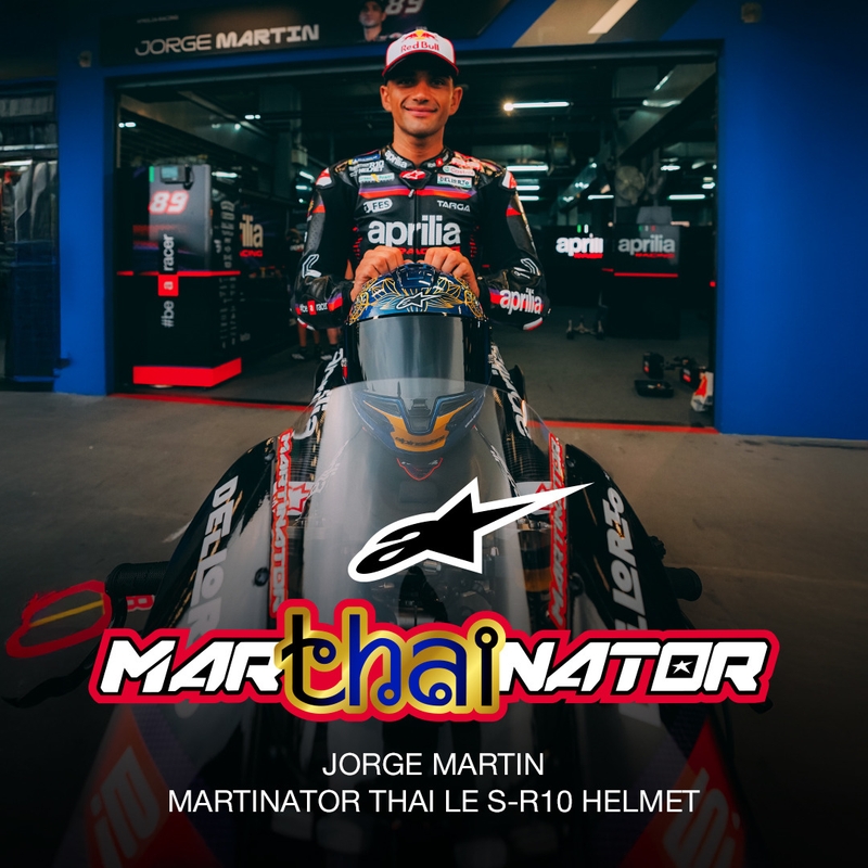 Kask motocyklowy integralny Alpinestars Supertech R10 Marthainator edycja limitowana JORGE MARTIN niebieski perłowo-złoty czerwony