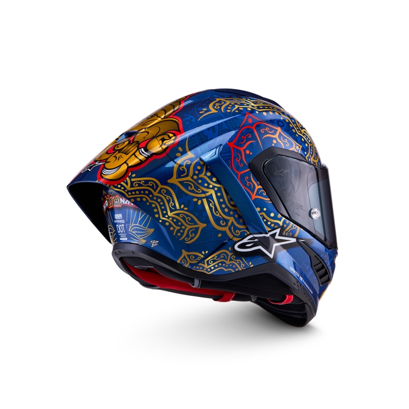 Kask motocyklowy integralny Alpinestars Supertech R10 Marthainator edycja limitowana JORGE MARTIN niebieski perłowo-złoty czerwony