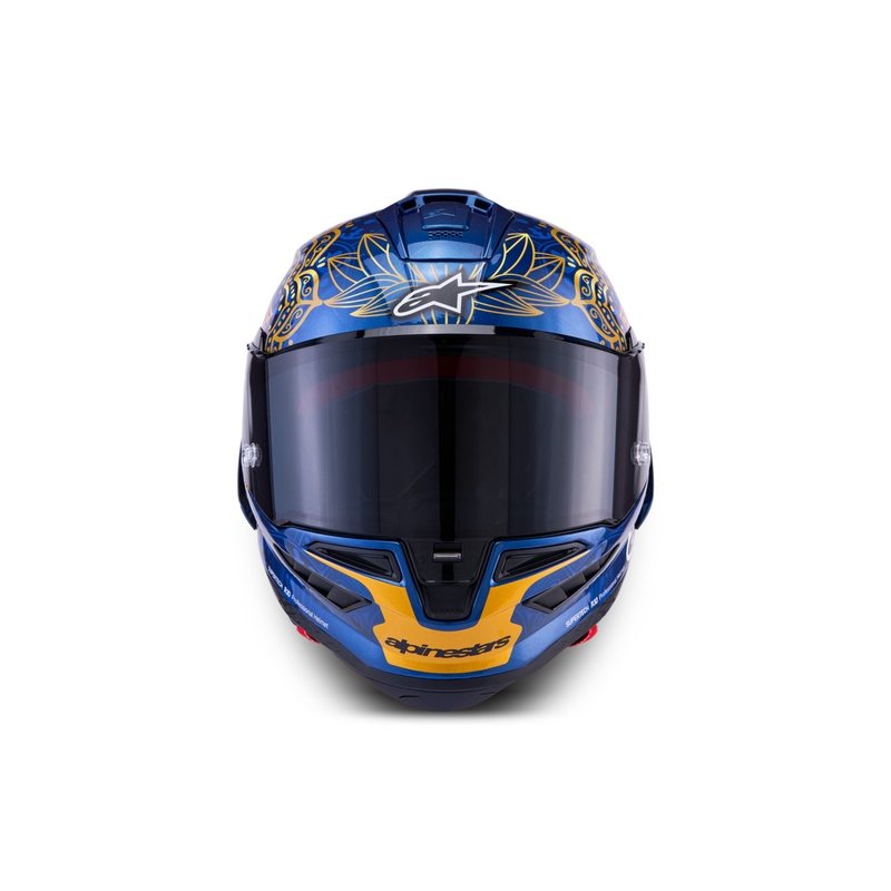 Kask motocyklowy integralny Alpinestars Supertech R10 Marthainator edycja limitowana JORGE MARTIN niebieski perłowo-złoty czerwony