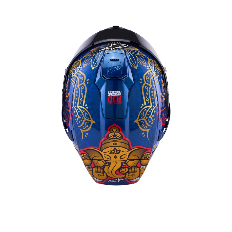 Kask motocyklowy integralny Alpinestars Supertech R10 Marthainator edycja limitowana JORGE MARTIN niebieski perłowo-złoty czerwony