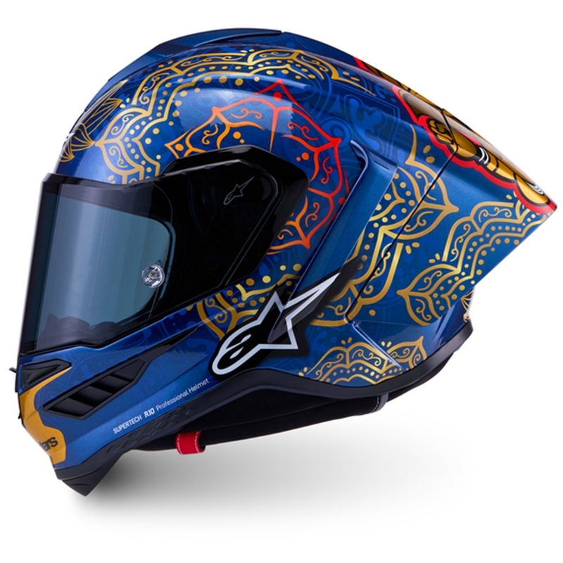 Kask motocyklowy integralny Alpinestars Supertech R10 Marthainator edycja limitowana JORGE MARTIN niebieski perłowo-złoty czerwony