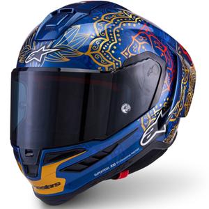 Kask motocyklowy integralny Alpinestars Supertech R10 Marthainator edycja limitowana JORGE MARTIN niebieski perłowo-złoty czerwony