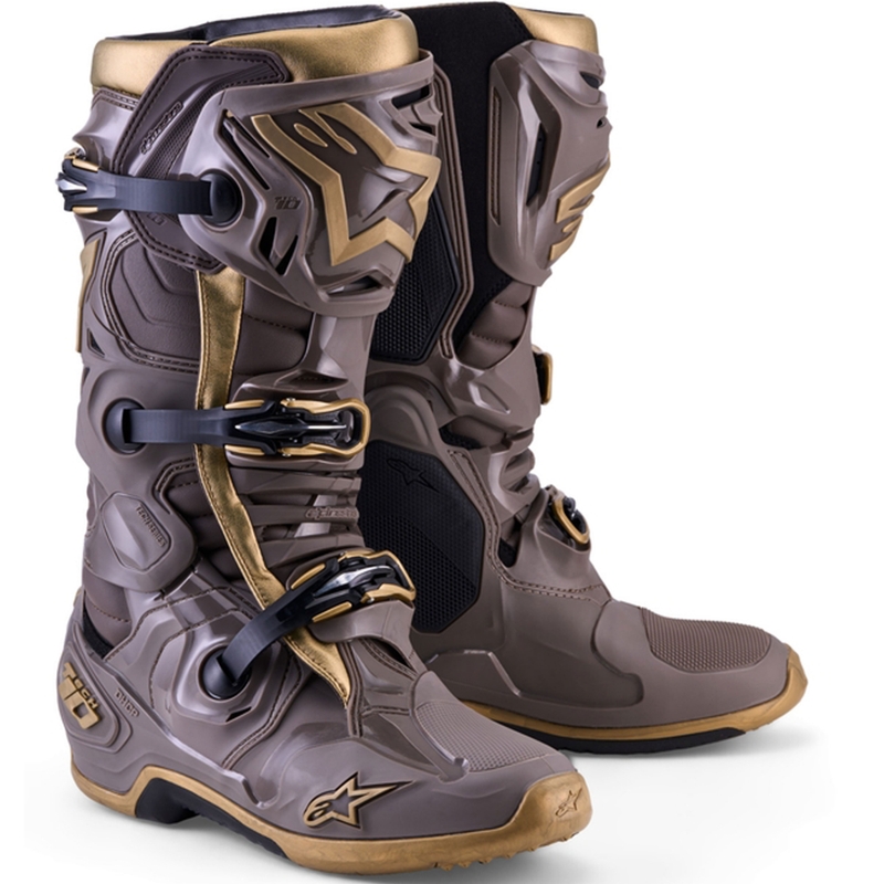 Buty motocyklowe Alpinestars TECH 10 Limited Edition AIR GOLD w kolorze brązowo-złotym