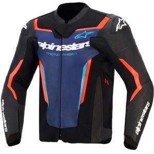 Kurtka motocyklowa skórzana Alpinestars GP Force V2 czarno-niebiesko-fluo-czerwona