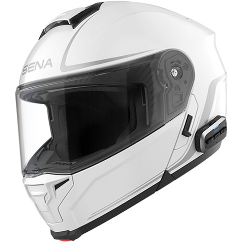 Kask motocyklowy z klapką i słuchawkami SENA Outrush 2 biały