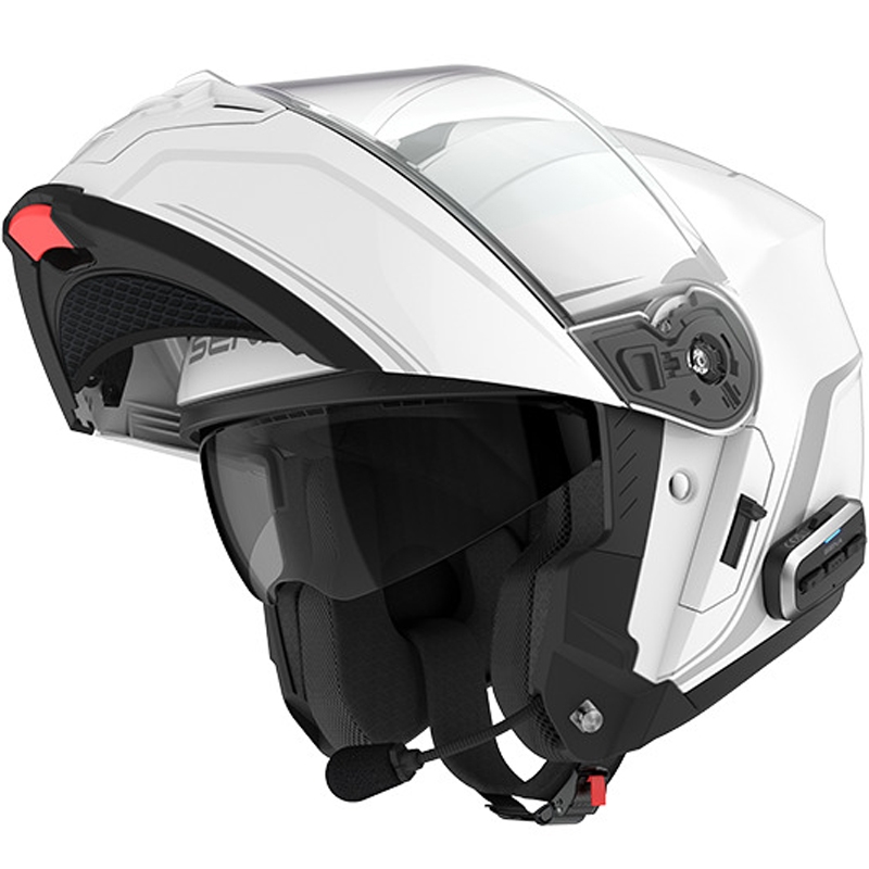 Kask motocyklowy z klapką i słuchawkami SENA Outrush 2 biały