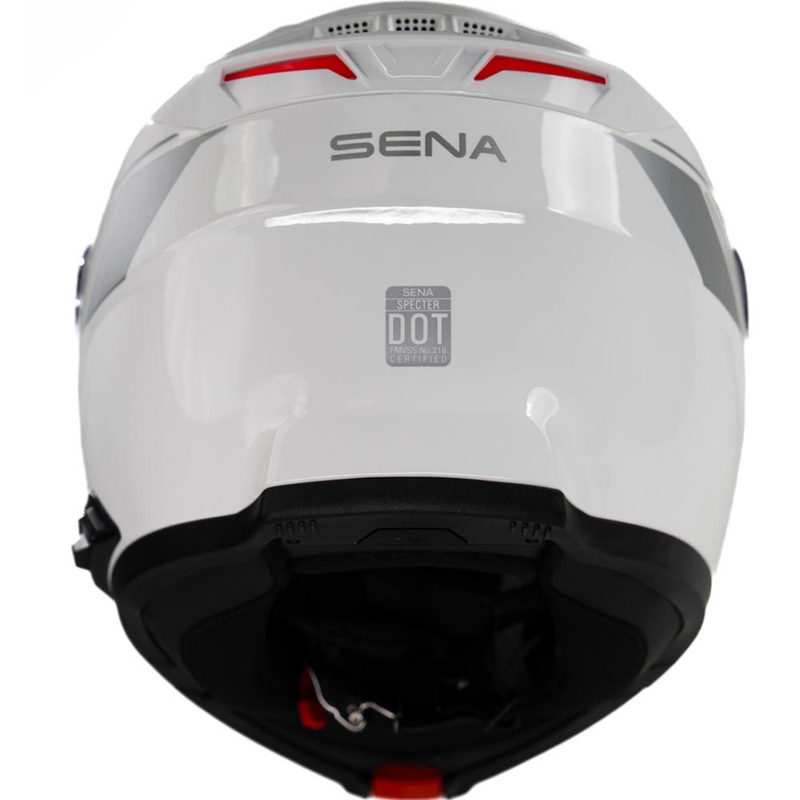 Kask motocyklowy z odchylanym daszkiem i zestawem słuchawkowym SENA Specter biały