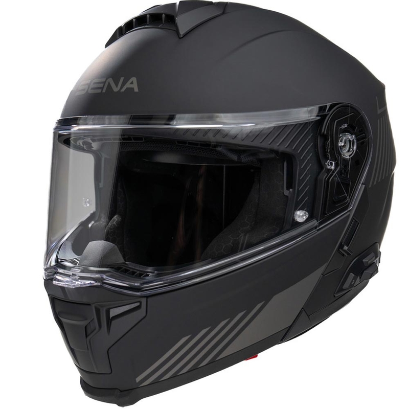 Kask motocyklowy z odchylanym daszkiem i zestawem słuchawkowym SENA Specter matowy czarny
