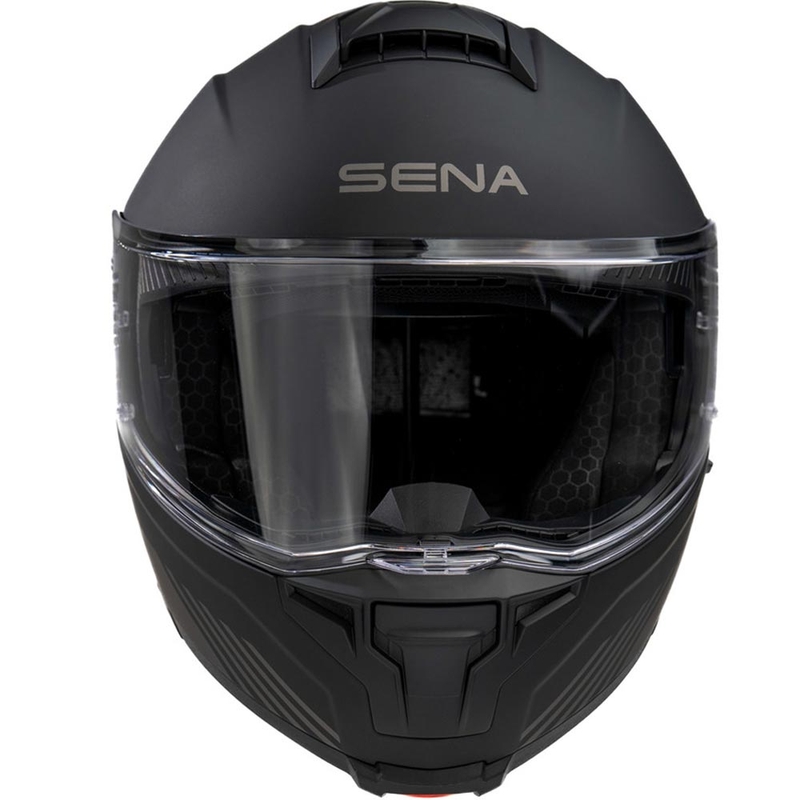 Kask motocyklowy z odchylanym daszkiem i zestawem słuchawkowym SENA Specter matowy czarny