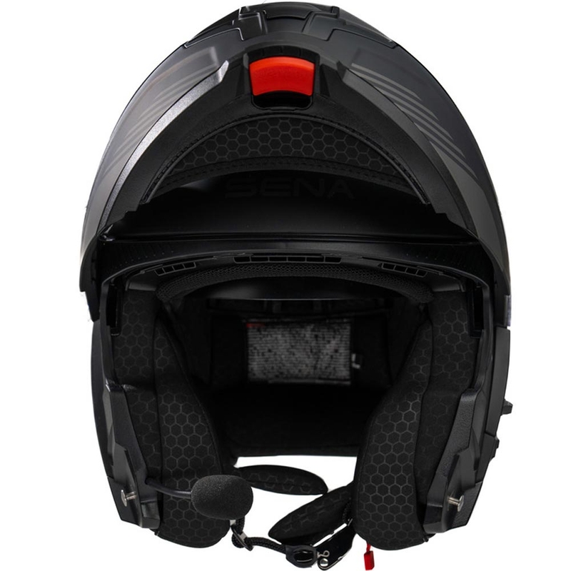 Kask motocyklowy z odchylanym daszkiem i zestawem słuchawkowym SENA Specter matowy czarny
