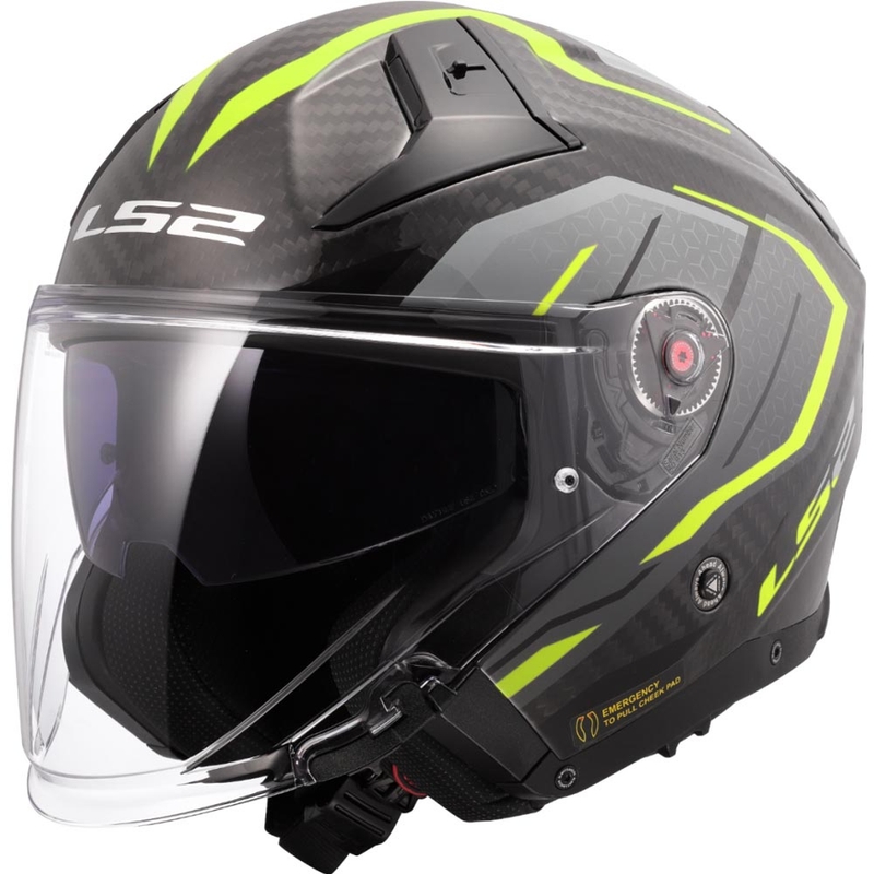 Kask motocyklowy otwarty LS2 OF603 Infinity II C Urus fluo żółty