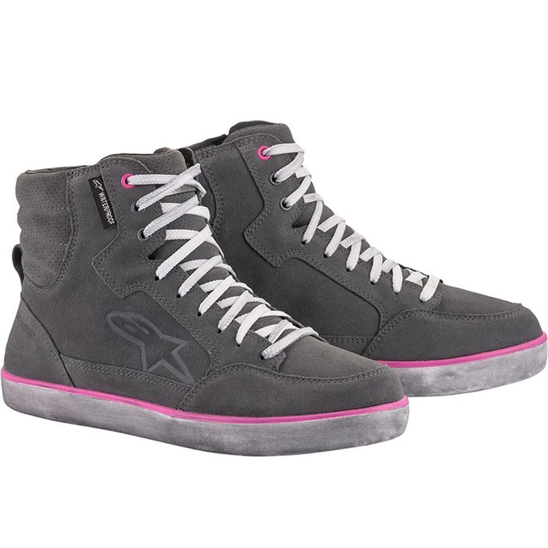 Wodoodporne buty motocyklowe damskie Alpinestars J-6 w kolorze jasnoszarym i różowym