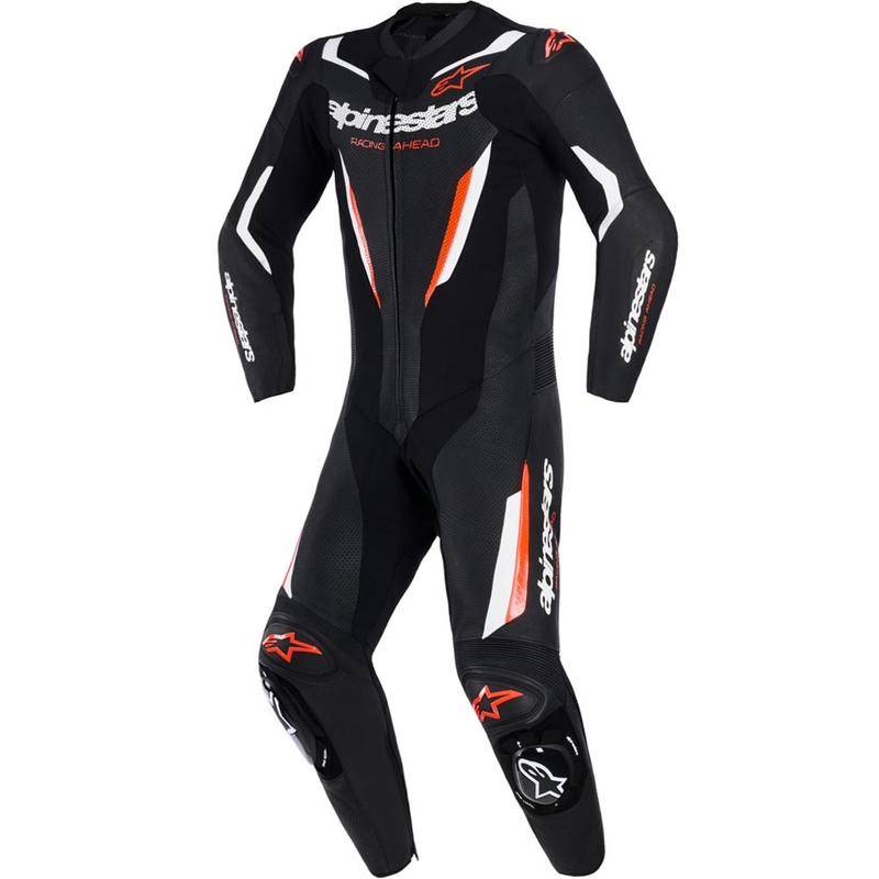 Jednoczęściowy kombinezon motocyklowy Alpinestars GP FORCE V2 czarno-biało-fluo-czerwony