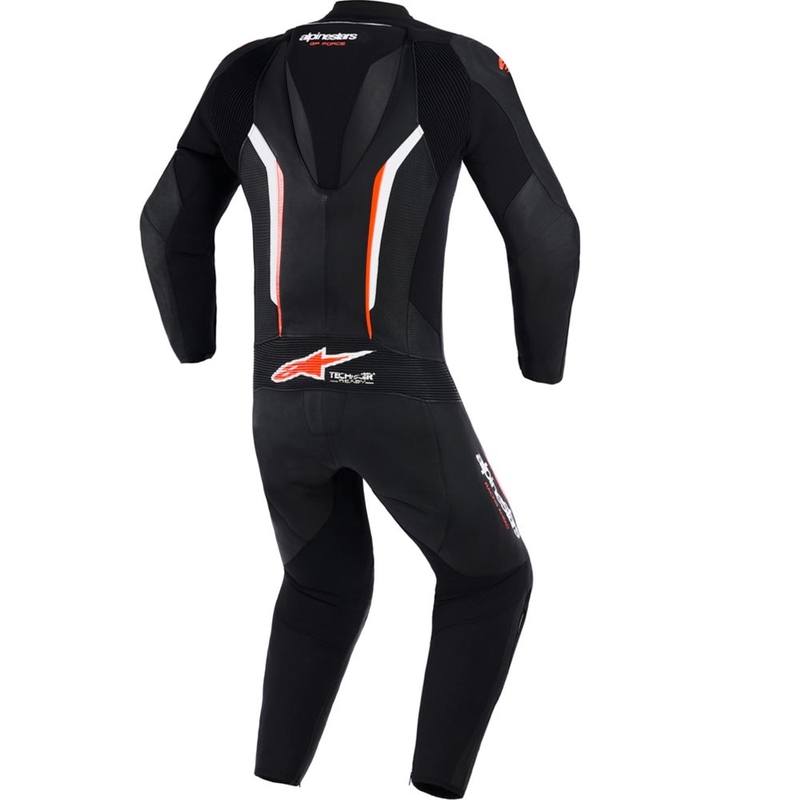Jednoczęściowy kombinezon motocyklowy Alpinestars GP FORCE V2 czarno-biało-fluo-czerwony