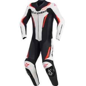 Jednoczęściowy kombinezon motocyklowy Alpinestars GP FORCE V2 w kolorze biało-czarno-fluo-czerwonym