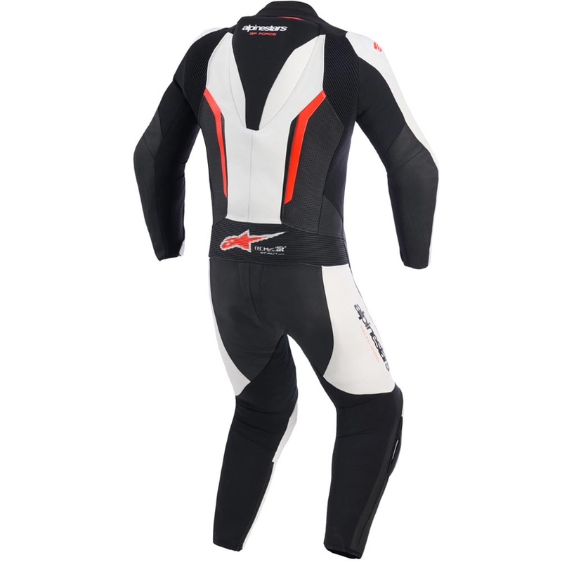 Jednoczęściowy kombinezon motocyklowy Alpinestars GP FORCE V2 w kolorze biało-czarno-fluo-czerwonym