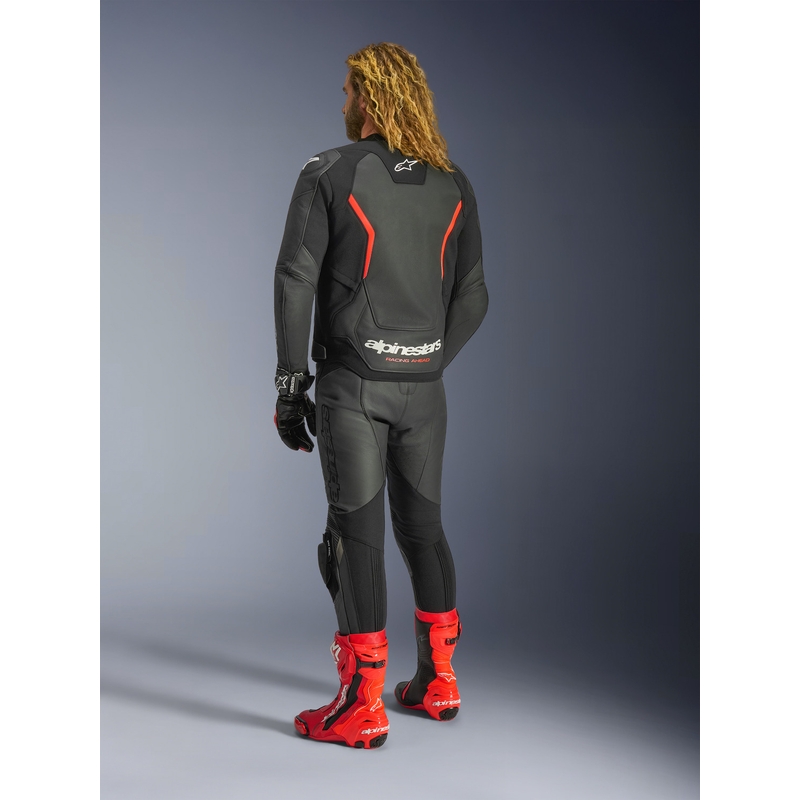 Kurtka motocyklowa skórzana Alpinestars GP Force V2 czarno-fluo czerwono-biała