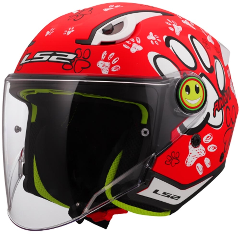 Kask motocyklowy otwarty dziecięcy LS2 OF622 Funny II Paws czerwony