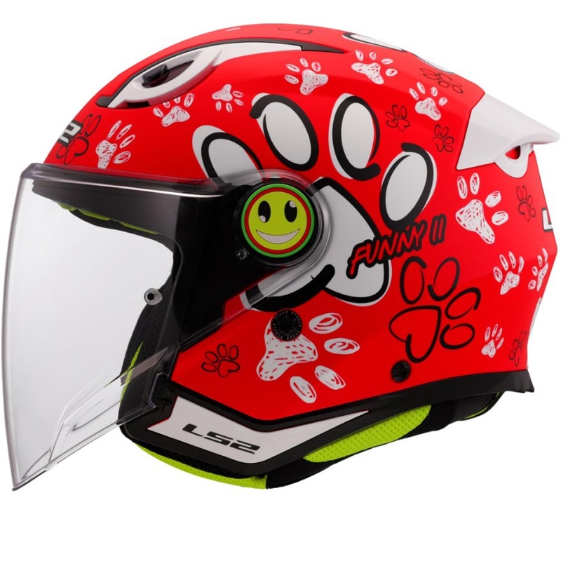 Kask motocyklowy otwarty dziecięcy LS2 OF622 Funny II Paws czerwony