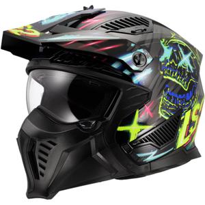 Kask motocyklowy trialowy LS2 OF606 Drifter Rayz czarno-niebieski