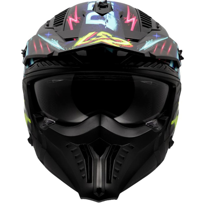Kask motocyklowy trialowy LS2 OF606 Drifter Rayz czarno-niebieski