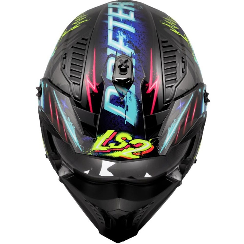 Kask motocyklowy trialowy LS2 OF606 Drifter Rayz czarno-niebieski
