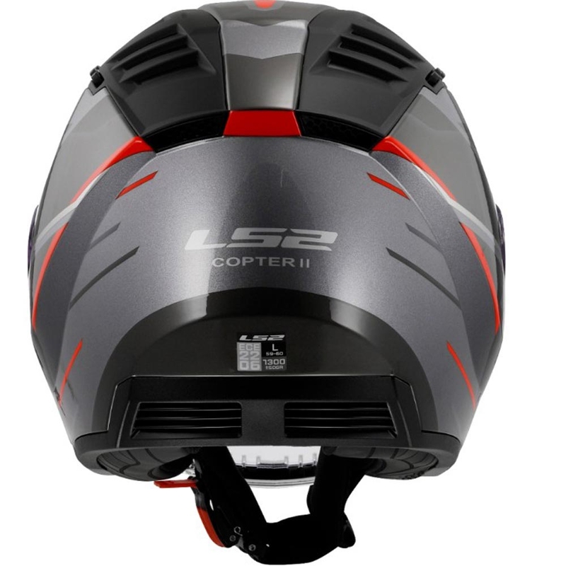 Kask motocyklowy otwarty LS2 OF600 Copter II Diston szaro-czerwony