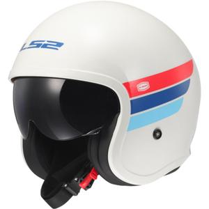 Kask motocyklowy otwarty LS2 OF599 Spitfire II Retro biało-niebiesko-czerwony