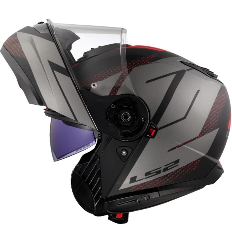 Kask motocyklowy typu flip-up LS2 FF908 Strobe II Code czarno-szary