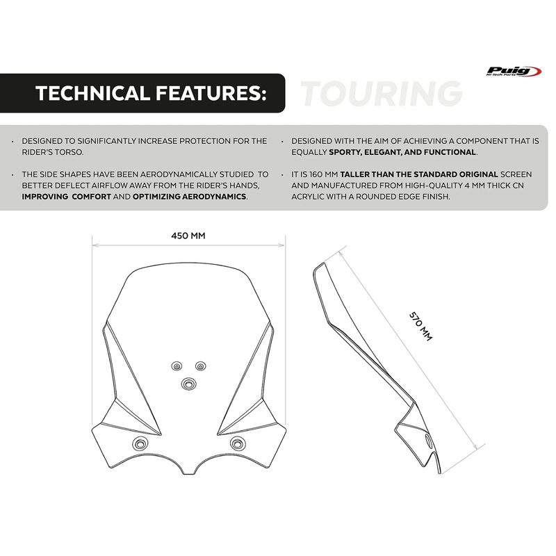 Windscreen PUIG TOURING smoke