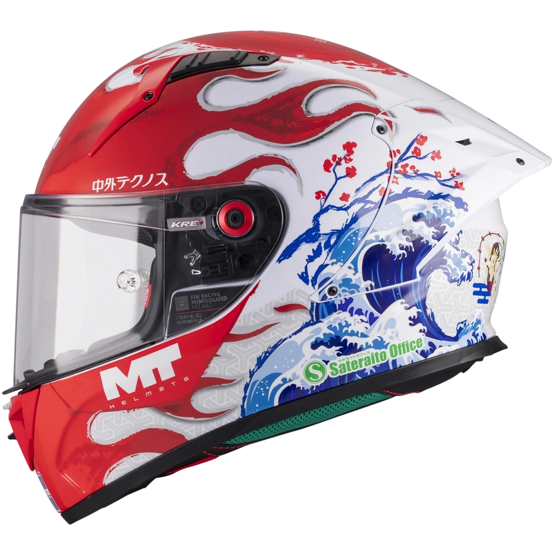 Kask motocyklowy integralny KRE + S Yamanaka A5 czerwono-biały