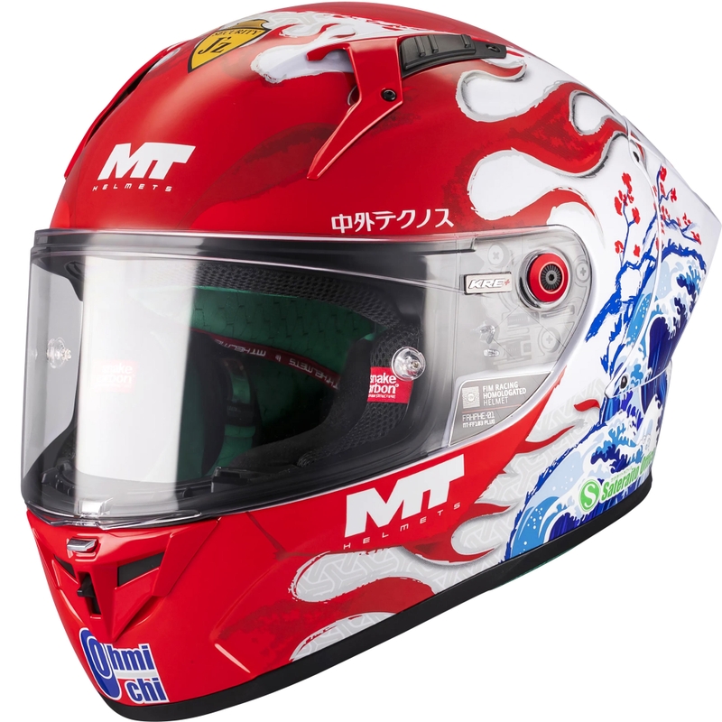 Kask motocyklowy integralny KRE + S Yamanaka A5 czerwono-biały
