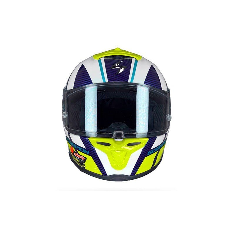 Integralny kask motocyklowy Scorpion EXO-R1 Air Corpus biało-niebiesko-żółty wyprzedaż