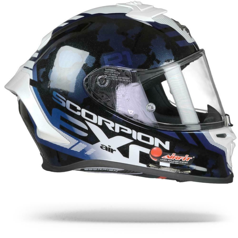 Integralny kask motocyklowy Scorpion EXO-R1 Air Ogi czarno-biało-niebieski