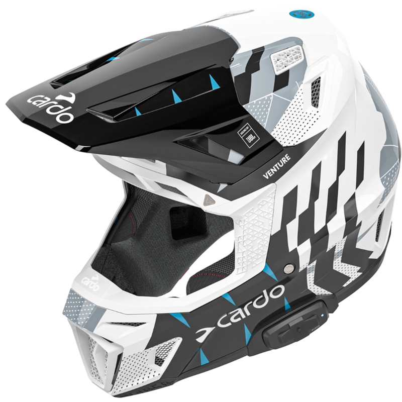 Kask motocrossowy z interkomem Cardo Venture czarno-biało-szary
