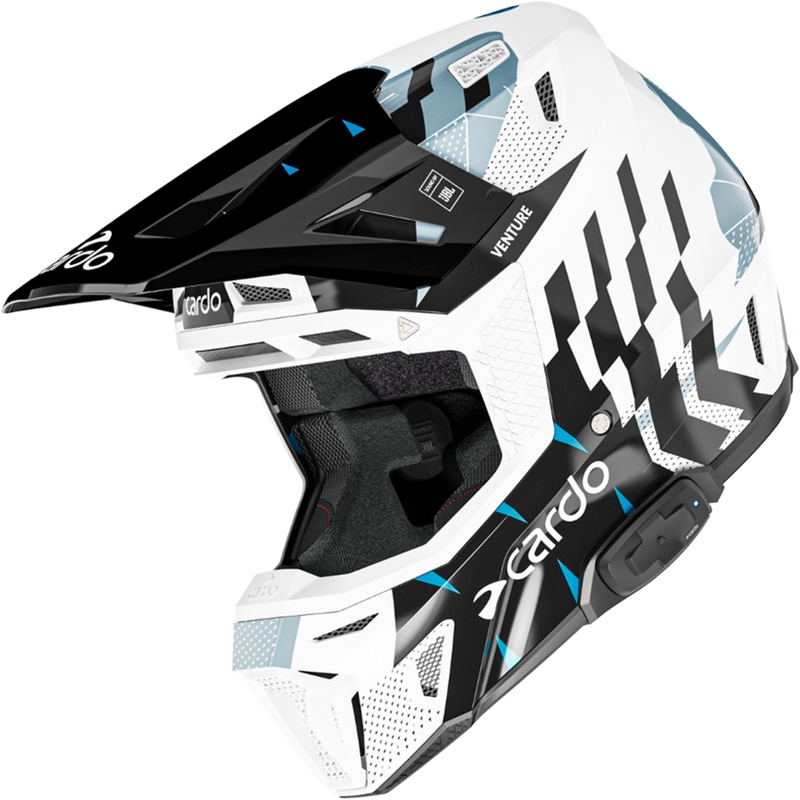 Kask motocrossowy z interkomem Cardo Venture czarno-biało-szary