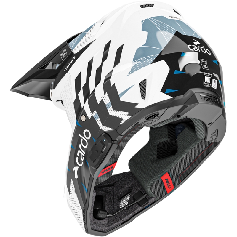 Kask motocrossowy z interkomem Cardo Venture czarno-biało-szary