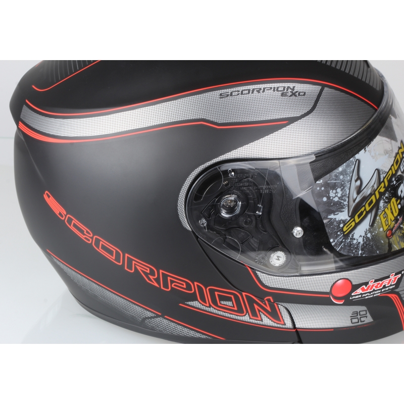 Szczękowy kask motocyklowy Scorpion EXO-3000 czarny matowy-czerwony wyprzedaż