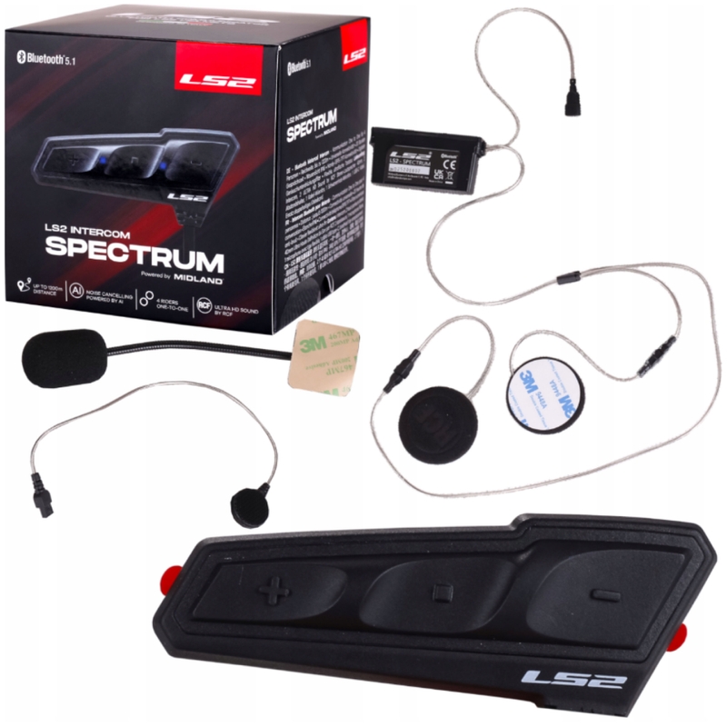 Interkom motocyklowy Bluetooth LS2 Spectrum czarny