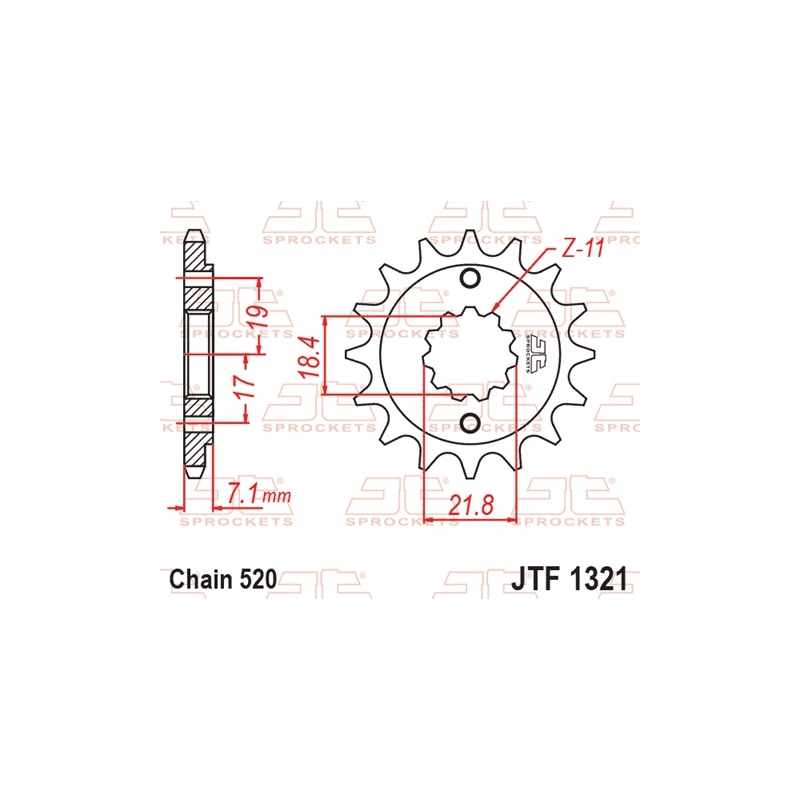 Front sprocket JT 14T, 520 rubber cushioned