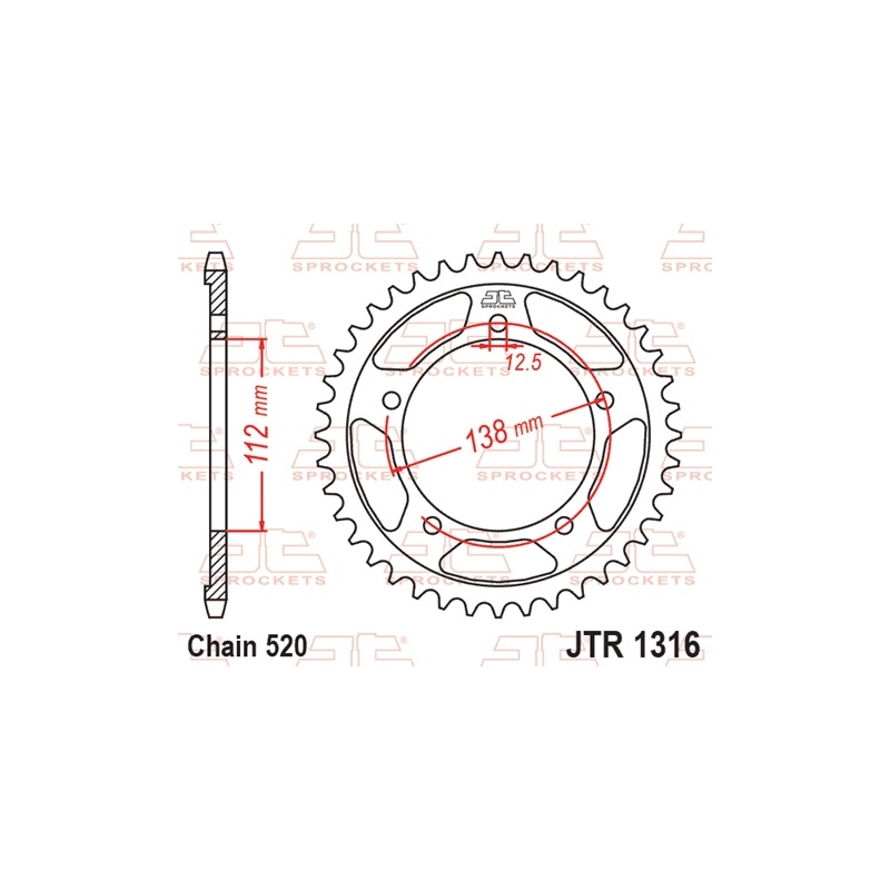 Rear sprocket JT 45T, 520