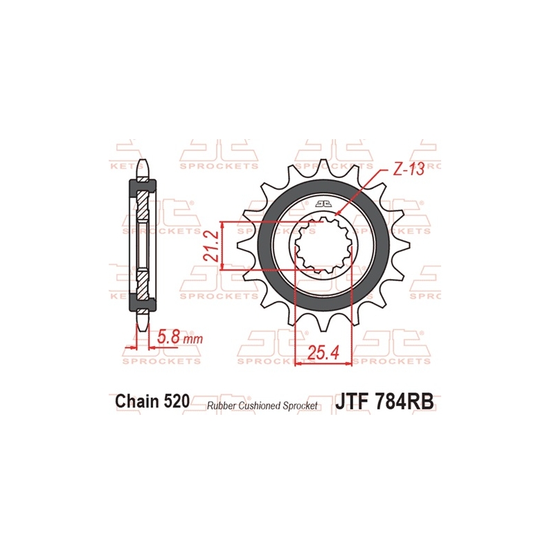Front sprocket JT 16T, 520 rubber cushioned
