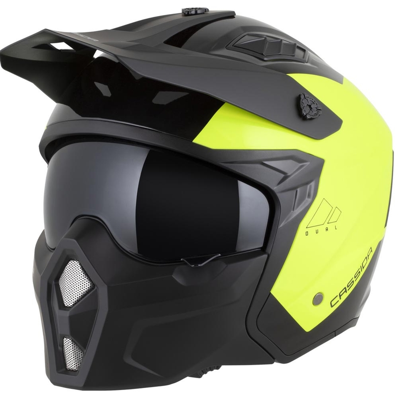 Kask motocyklowy modułowy Cassida Cross Country Dual fluo żółto-czarny