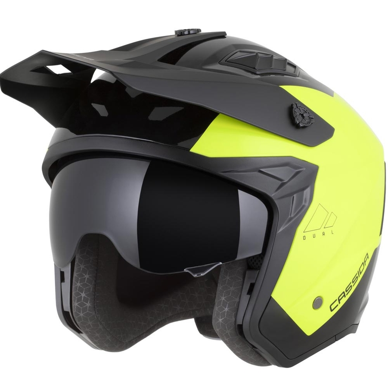 Kask motocyklowy modułowy Cassida Cross Country Dual fluo żółto-czarny
