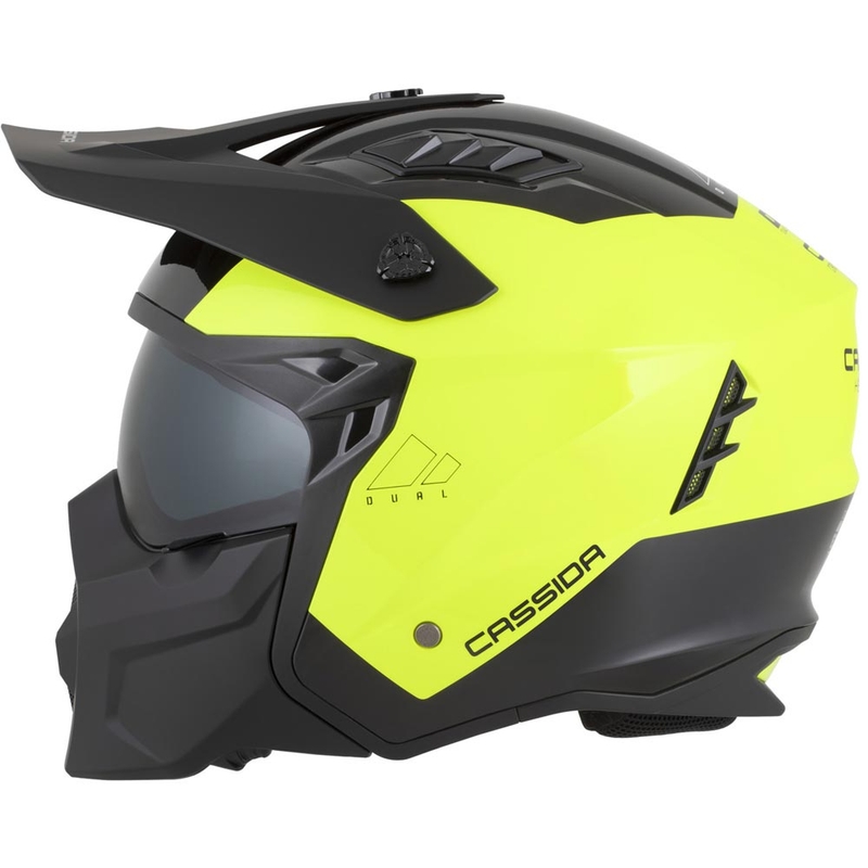 Kask motocyklowy modułowy Cassida Cross Country Dual fluo żółto-czarny