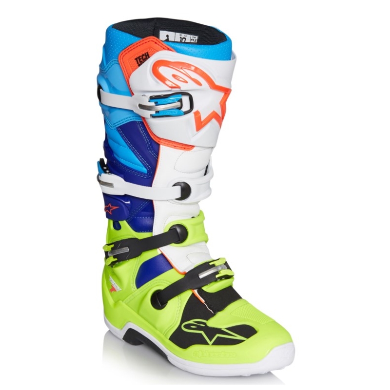 Buty motocyklowe Alpinestars Tech 7 żółto-biało-niebiesko-czerwono-czarne