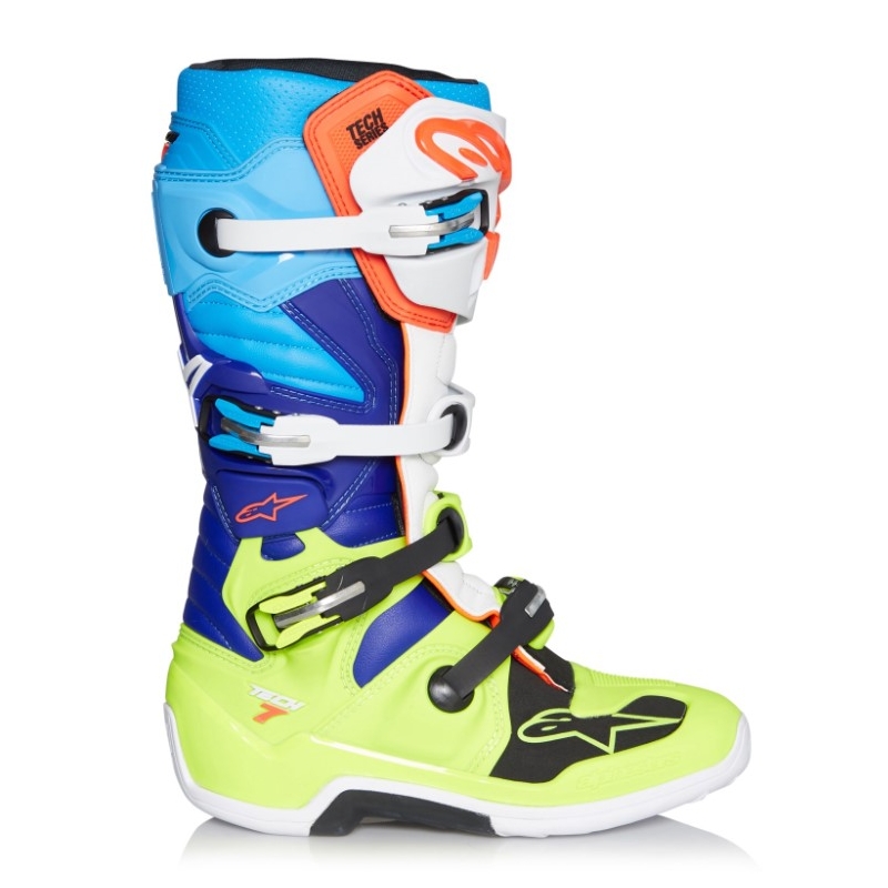 Buty motocyklowe Alpinestars Tech 7 żółto-biało-niebiesko-czerwono-czarne
