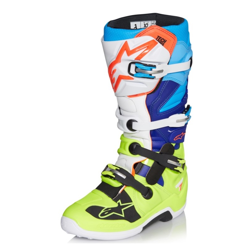 Buty motocyklowe Alpinestars Tech 7 żółto-biało-niebiesko-czerwono-czarne